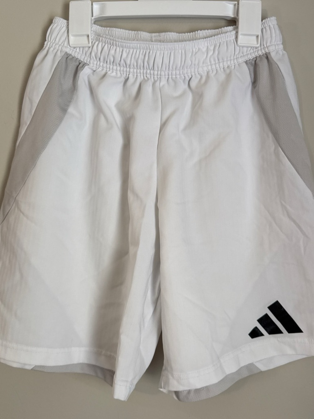 adidas White Athletic Shorts with Gray Panels